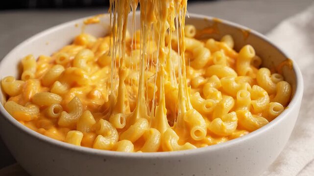 Delicious Macaroni and Cheese Being Served with a Fork.