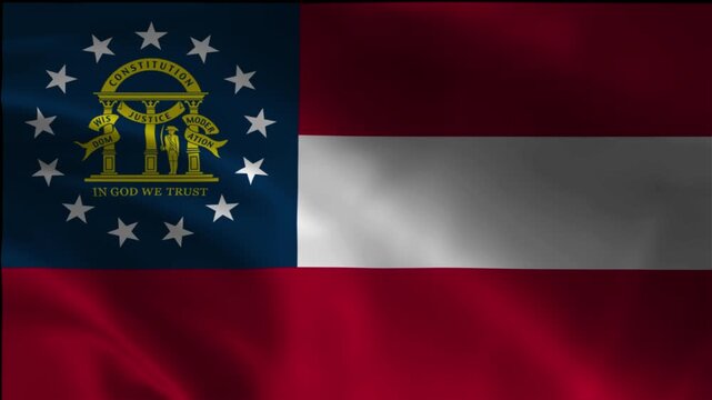Waving Flag of Georgia State Loop - 4K USA Banner
