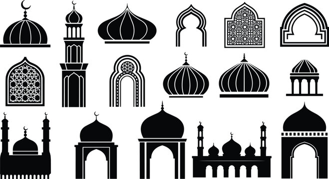 Black and white of various church architectural cathedral chapel steeple cross