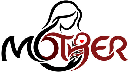 Obraz premium Abstract mother holding a newborn baby line drawing isolated on transparent background abstract vector illustration 