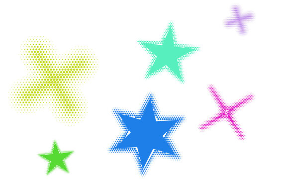 Abstract halftone pattern with colorful star shapes on white background halftone abstract colorful