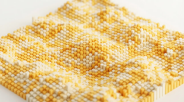 Abstract geometric pattern of golden prisms on white background