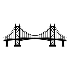 Naklejka premium Suspension bridge silhouette on a white background