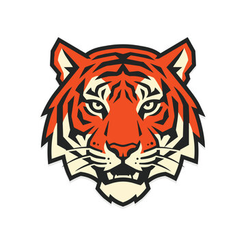 Minimalist Vector Illustration of a Tiger Face