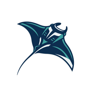 Minimalist Vector Illustration of a Manta Ray