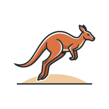 Minimalist Vector Illustration of a Jumping Kangaroo