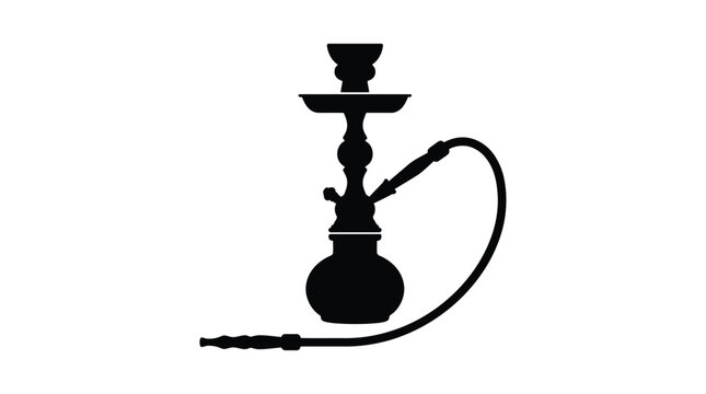 Hookah Pipe Silhouette In Black And White Graphic Style Silhouette