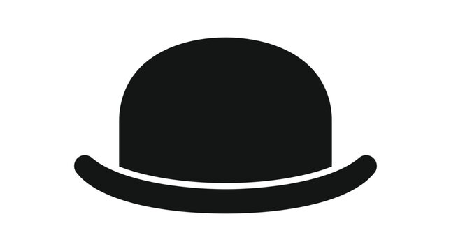 Black bowler hat silhouette against a white background