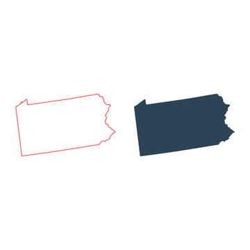 Pennsylvania map icons set. USA logo design illustration.