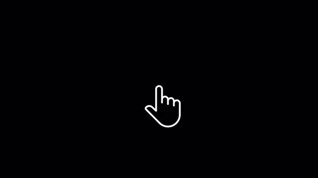 Hand Cursor Click Animation on Transparent Background, Hand Icon Clicking, Clicking gesture spark, Arrow Icon Clicking, Mouse Arrow Interface, 4K Channel	