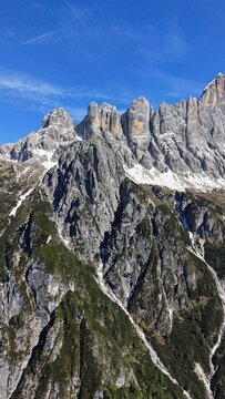 Scenic View of Monte Civetta in the Dolomites, Italy. Famous Alpine Mountain Destination with Towering Rock Faces and Panoramic Views.