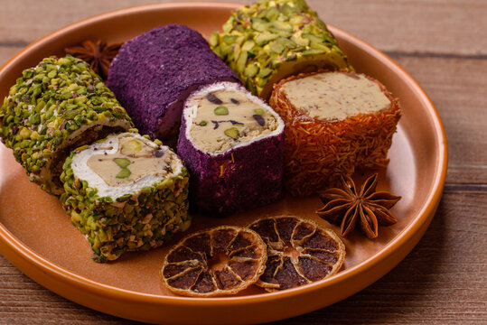 Turkish delight or lokum is a traditional Eastern sweet made with nuts. Turkish delight, lokum