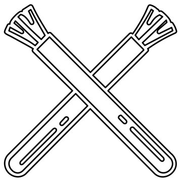 Traditional miswak stick line icon vector illustration, natural toothbrush siwak for islamic oral hygiene and sunnah dental care practice, minimalist flat symbol for hajj pilgrimage preparations.