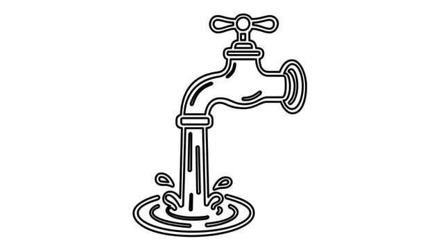 Elegant Islamic wudu ablution water tap line icon vector illustration for religious purification and spiritual cleansing before muslim prayer or pilgrimage rituals in holy sites or mosque.