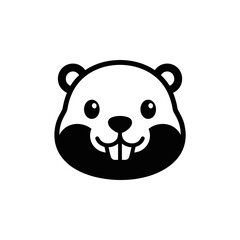 Fototapeta premium Black and white beaver head mascot icon.