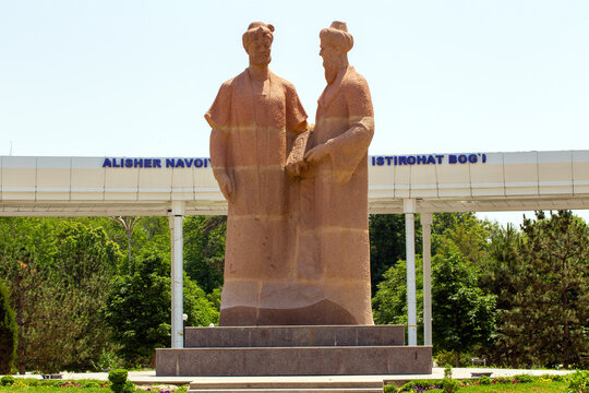 Alisher Navoi and Abdurahman Jami Monument in the Alisher Navoi Central Park of Culture and Leisure