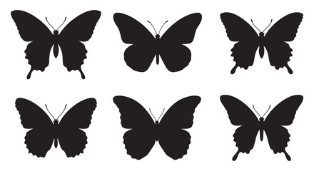 Six Butterfly Silhouettes Against A White Background Silhouette © MdMosharef
