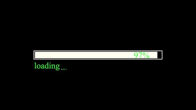 Abstract loading icon animation . Loading bar and percentage Futuristic progress loading bar 0-100 percent.100 percent and loading is green colore.