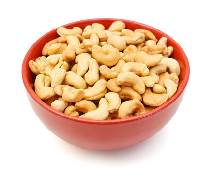 Cashew nuts on white background 