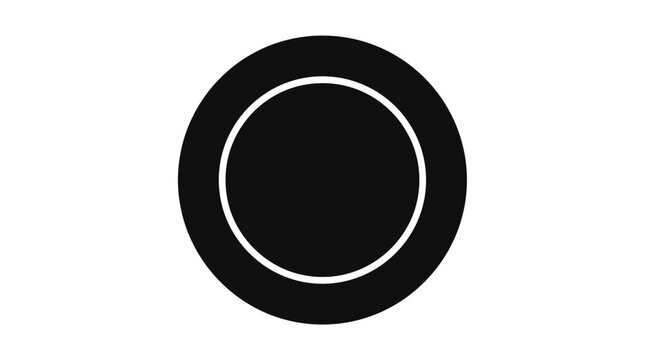 Circular shape with inner circle black and white silhouette