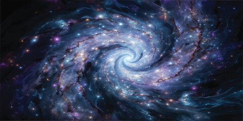 Abstract Spiral Galaxy Background with Blue Cosmic Vortex Light Nebula Stars and Deep Space Universe Illustration Wallpaper Design © JAFOR