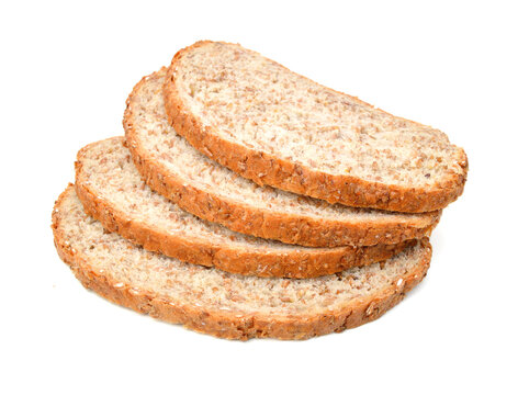 Slice grain bread isolated on white background