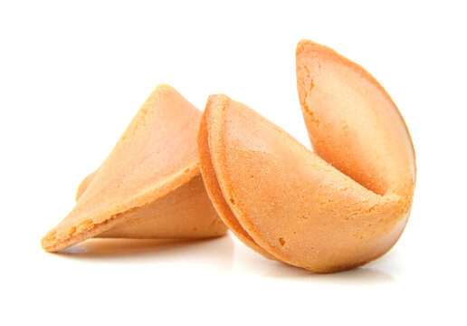 Fortune cookies with blank slip isolated on white background