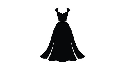 Fototapeta premium Evening gown silhouette against a white background a black shape