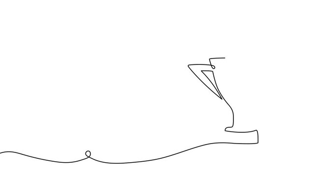 Winner trophy in continuous line art style. Single outline illustration of award cup. Minimalist one-line drawing perfect for competition, achievement, and celebration designs.