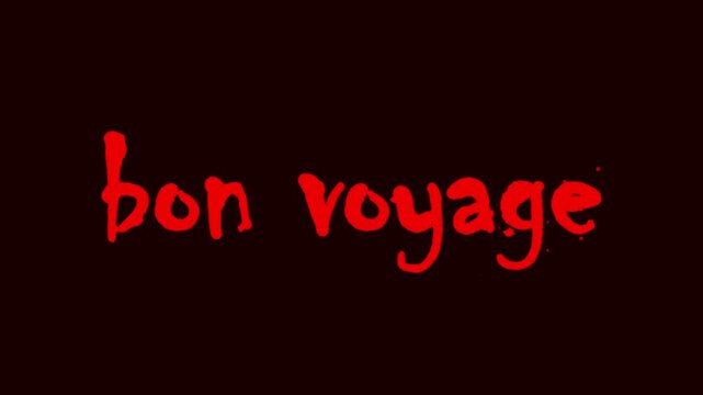 Red Bon Voyage Animated Text in Handwritten Script Style on Dark Background for Travel and Farewell Concepts
