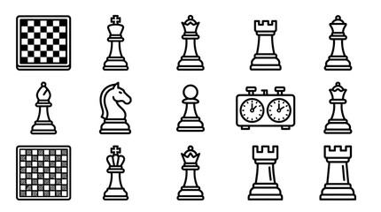 Chess Pieces and Boards Icons Set © Sugar