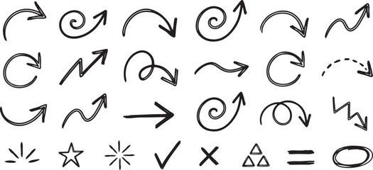 Fototapeta premium Hand drawn arrows set for graphic design and illustration projects