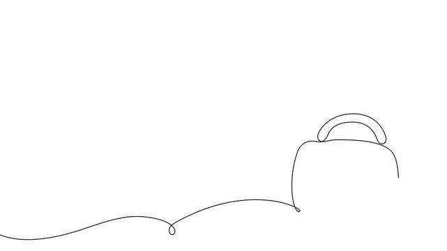 Emergency healthcare box illustrated in single continuous stroke. Doctor's medical supply kit with pharmaceutical equipment and hospital care essentials shown in minimalist black drawing.