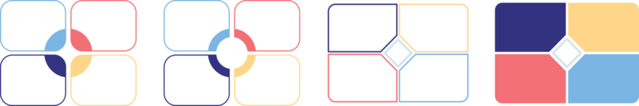 Collection of colorful infographic step templates and circular process diagram elements.