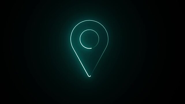 "A glowing neon location pin icon animation perfect for GPS navigation, maps, tracking, delivery, travel, and location-based applications."