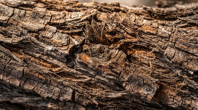 Detailed macro view showing rugged weathered tree bark texture with deep grooves with deep cracks