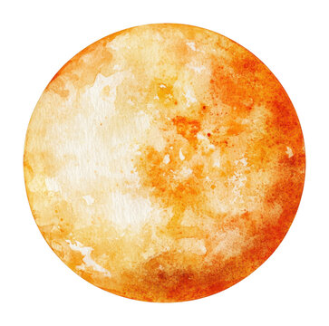 PNG Orange watercolor flate sphere texture art illustration.
