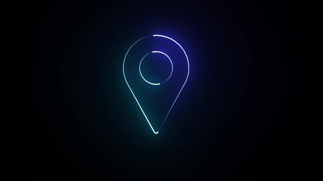 "A glowing neon location pin icon animation perfect for GPS navigation, maps, tracking, delivery, travel, and location-based applications."
