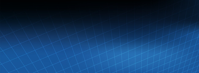 Naklejka premium Abstract dark blue vector background with perspective wireframe grid mesh line pattern for modern cyber technology, big data, and design banner.