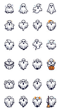 Cute Ghost Icons Set