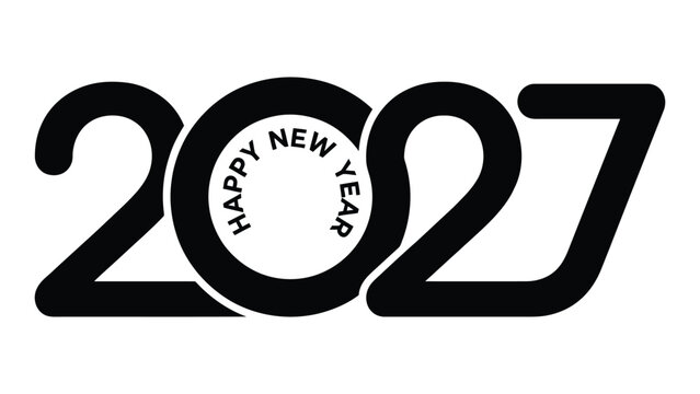 Minimalist black typography design celebrating the arrival of the year twenty twenty seven minimal graphic