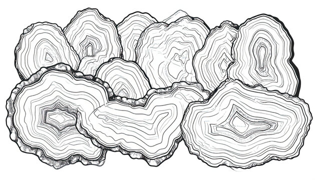 Abstract Black and White Organic Contour Lines of a Geode Slice