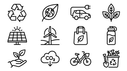 Eco-friendly Icons: Sustainability, Renewable Energy, and Green Living Icons Collection © dinny