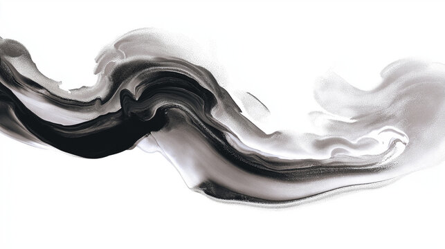 Abstract Black Ink Brush Stroke Background with Flowing Sumi-e Style Texture