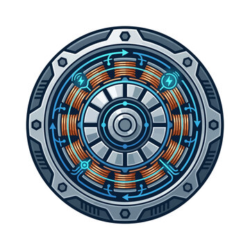 Circular cross section of a brushless DC motor electromagnetic core.