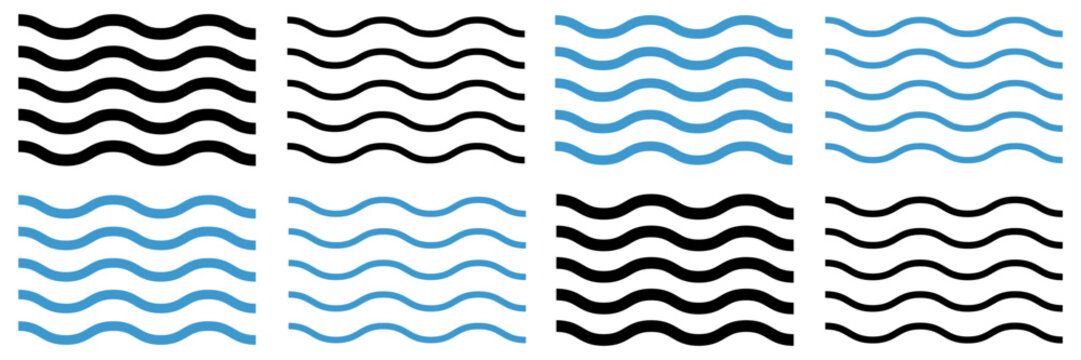 Set of waves icons. Vector isolated illustration. Wave lines collection.