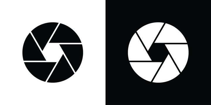 Camera shutter icon thin line pictogram bundle