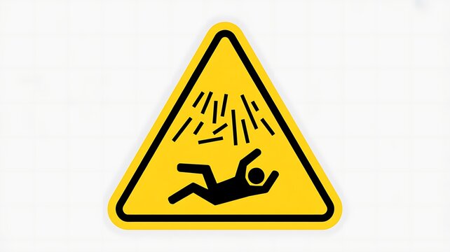 Falling objects hazard warning sign icon