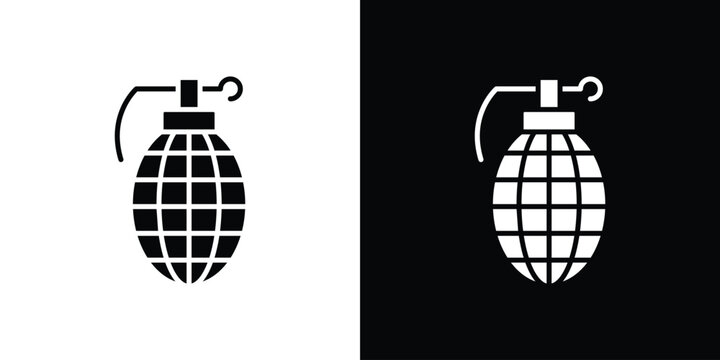 Hand grenade icon thin line pictogram bundle