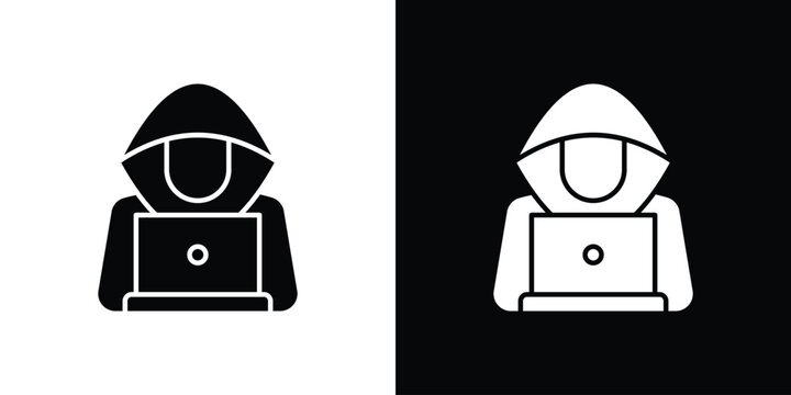 Hacker icon thin line pictogram bundle